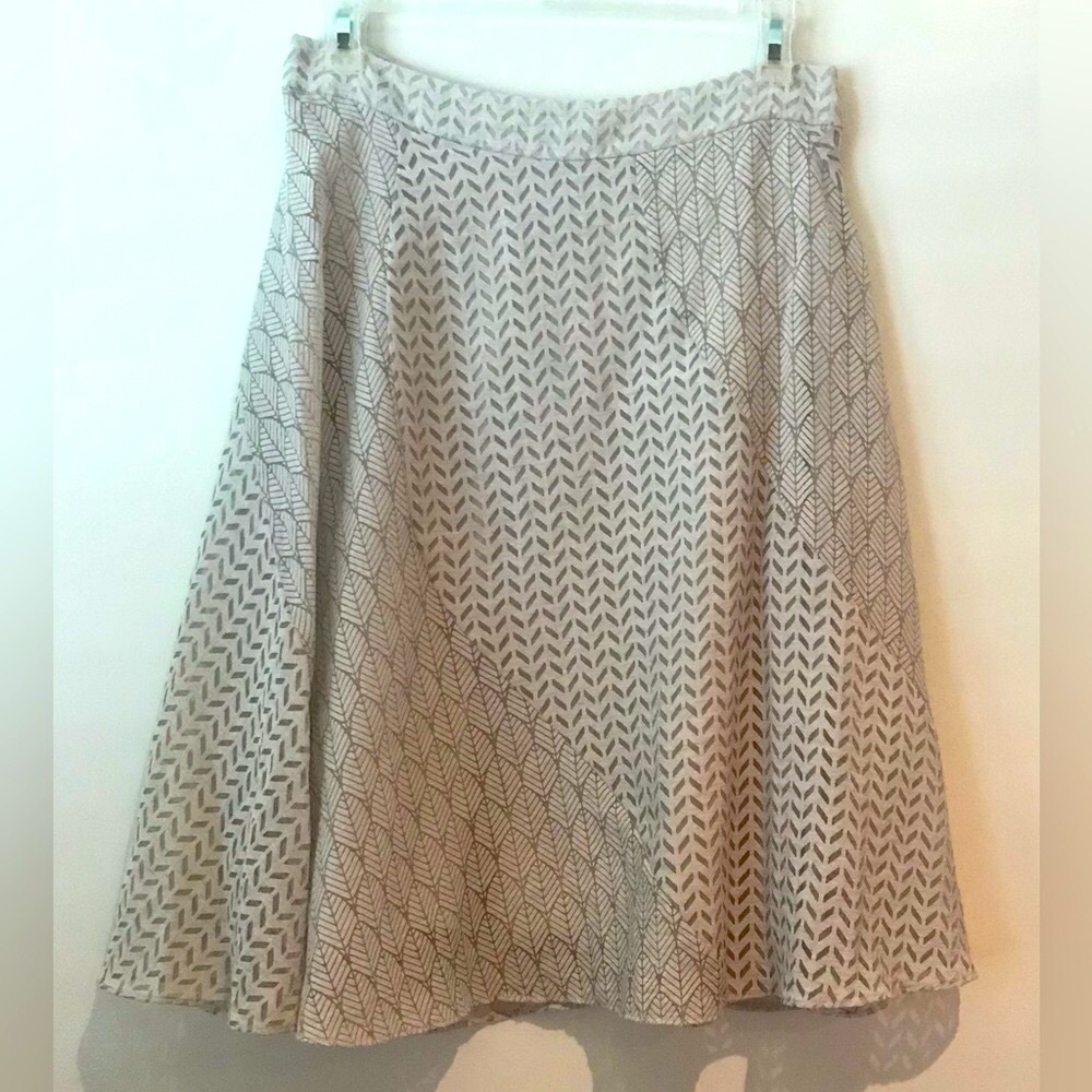 6 Maeve Elegant Tan Patterned Skirt